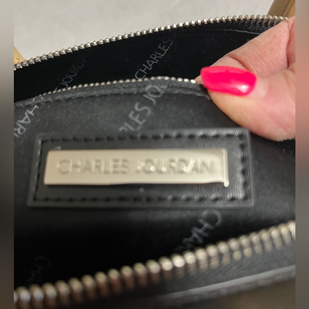 CHARLES JOURDAN PARIS NWT Black and Tan Leather Dome Satchel never carried - Picture 14 of 16